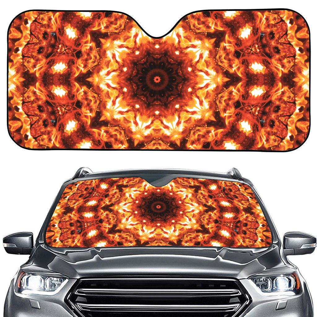 Orange Kaleidoscope Print Car Windshield Sun Shade