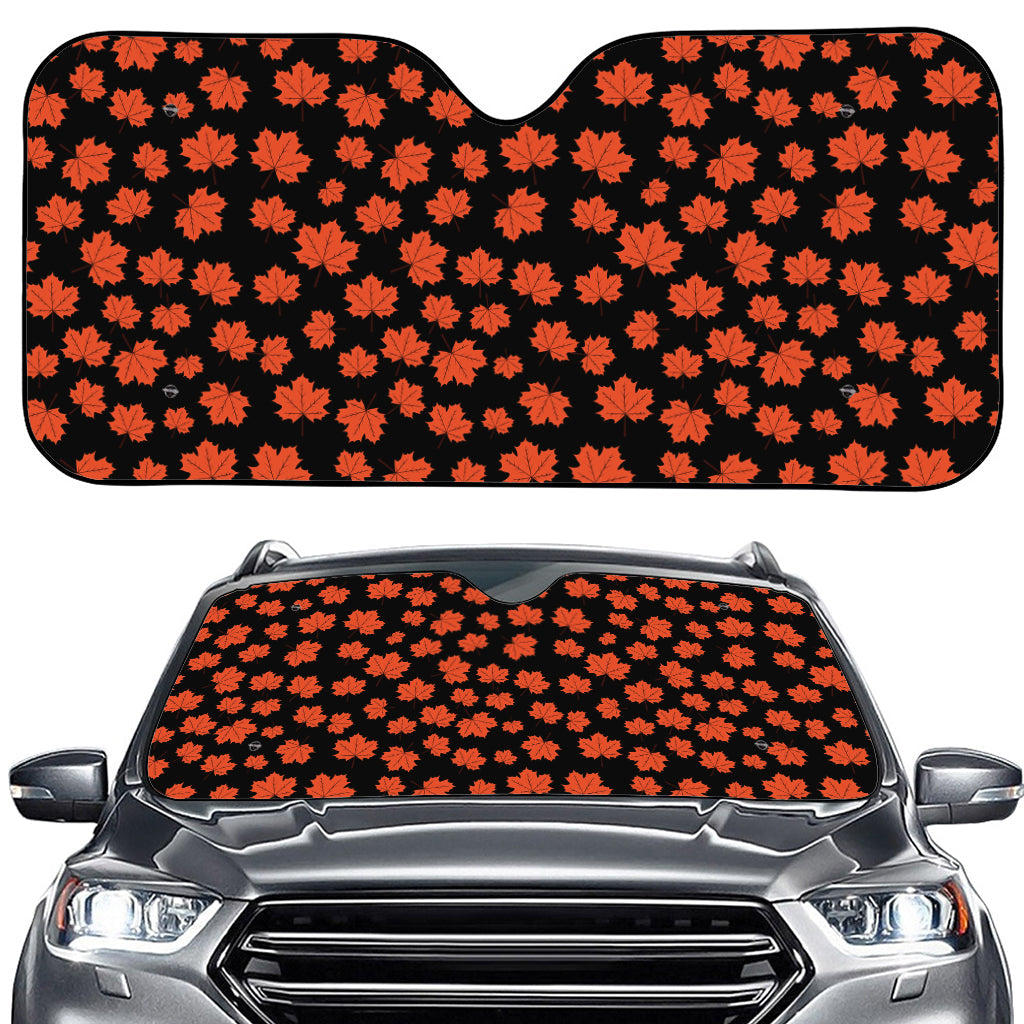Orange Maple Leaves Pattern Print Car Windshield Sun Shade