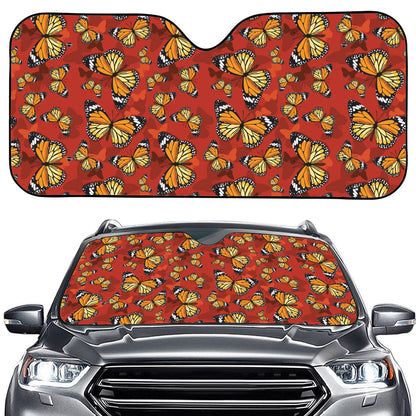 Orange Monarch Butterfly Print Car Windshield Sun Shade