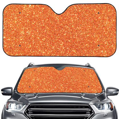 Orange (NOT Real) Glitter Print Car Windshield Sun Shade