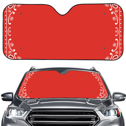 Orange Paisley Bandana Print Car Windshield Sun Shade