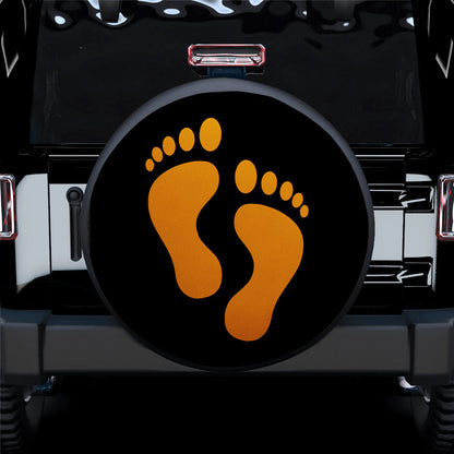 Orange Print Foot Jeep Car Spare Tire Cover