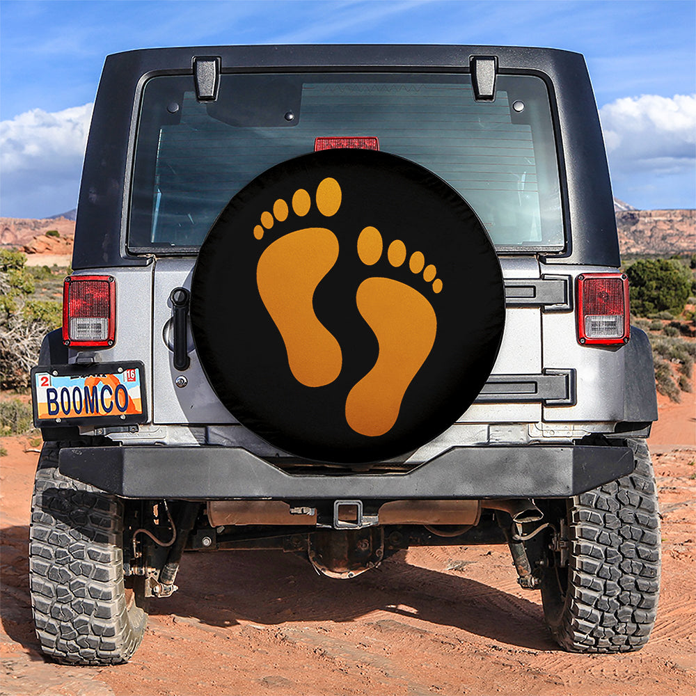 Orange Print Foot Jeep Car Spare Tire Cover