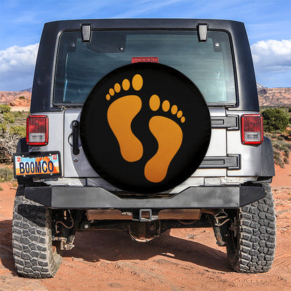 Orange Print Foot Jeep Car Spare Tire Cover