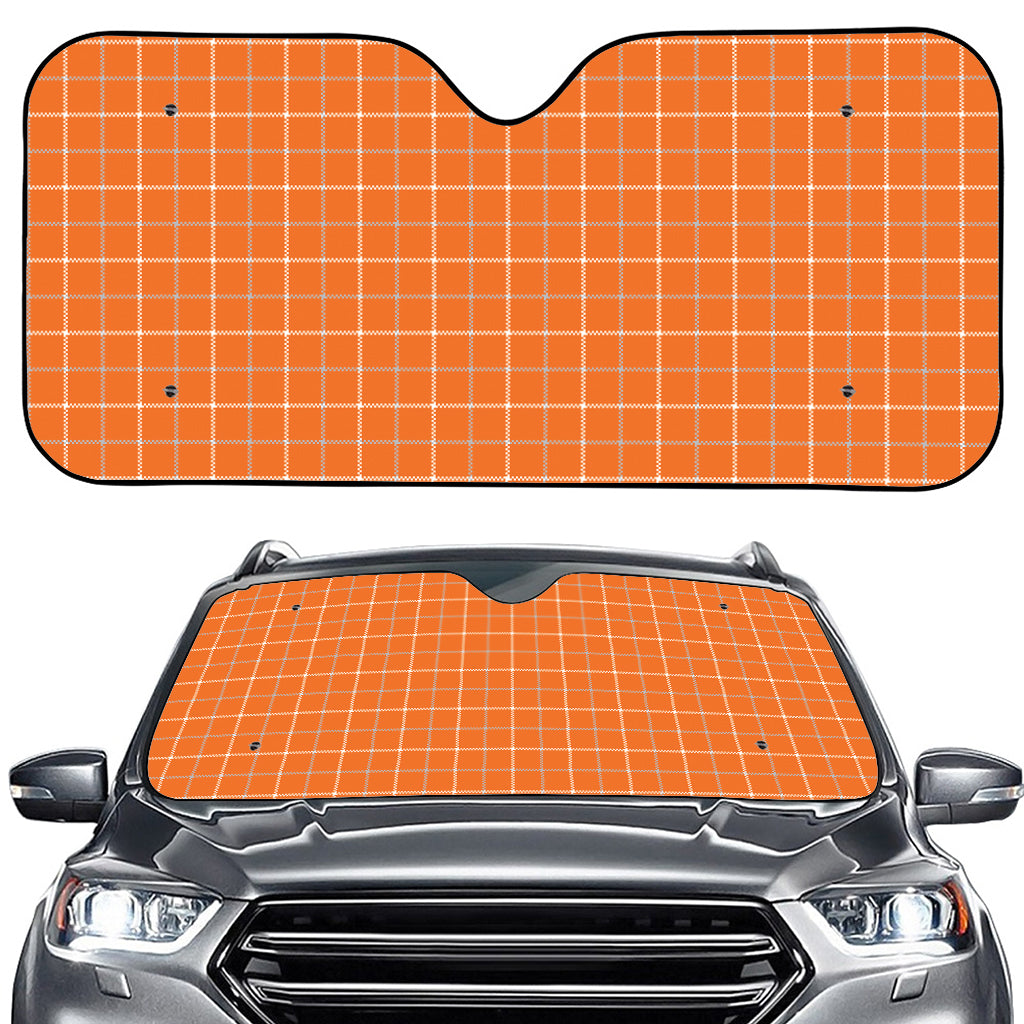 Orange Tattersall Pattern Print Car Windshield Sun Shade