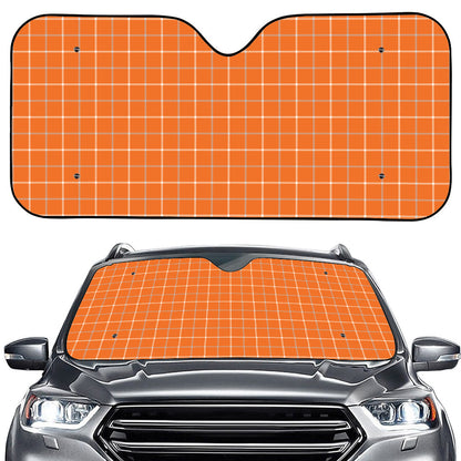 Orange Tattersall Pattern Print Car Windshield Sun Shade