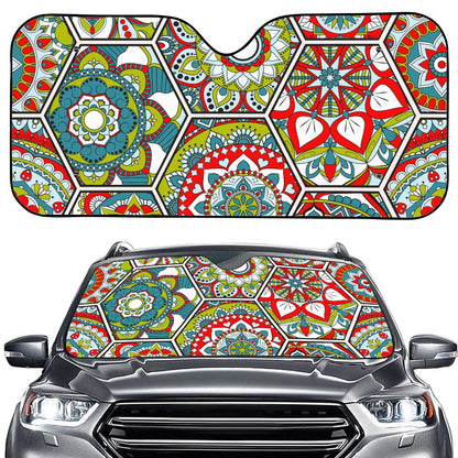 Oriental Mandala Bohemian Pattern Print Car Windshield Sun Shade