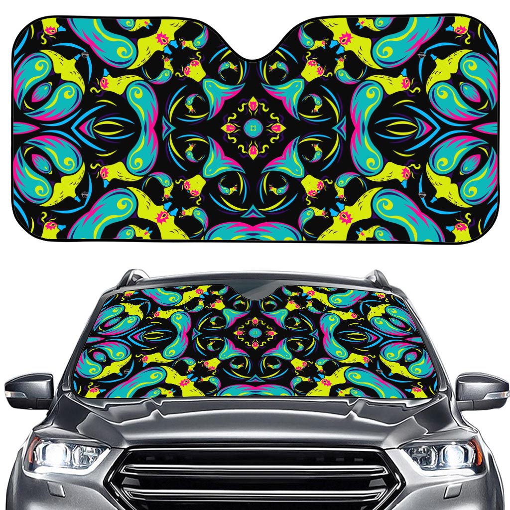 Ornament Psychedelic Trippy Print Car Windshield Sun Shade