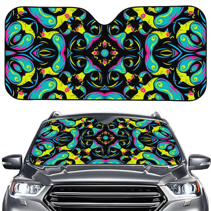 Ornament Psychedelic Trippy Print Car Windshield Sun Shade