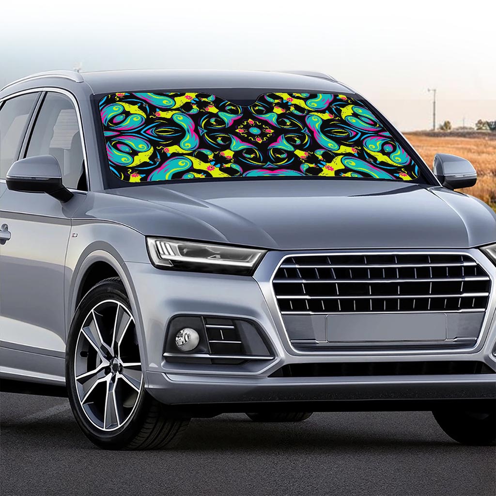 Ornament Psychedelic Trippy Print Car Windshield Sun Shade