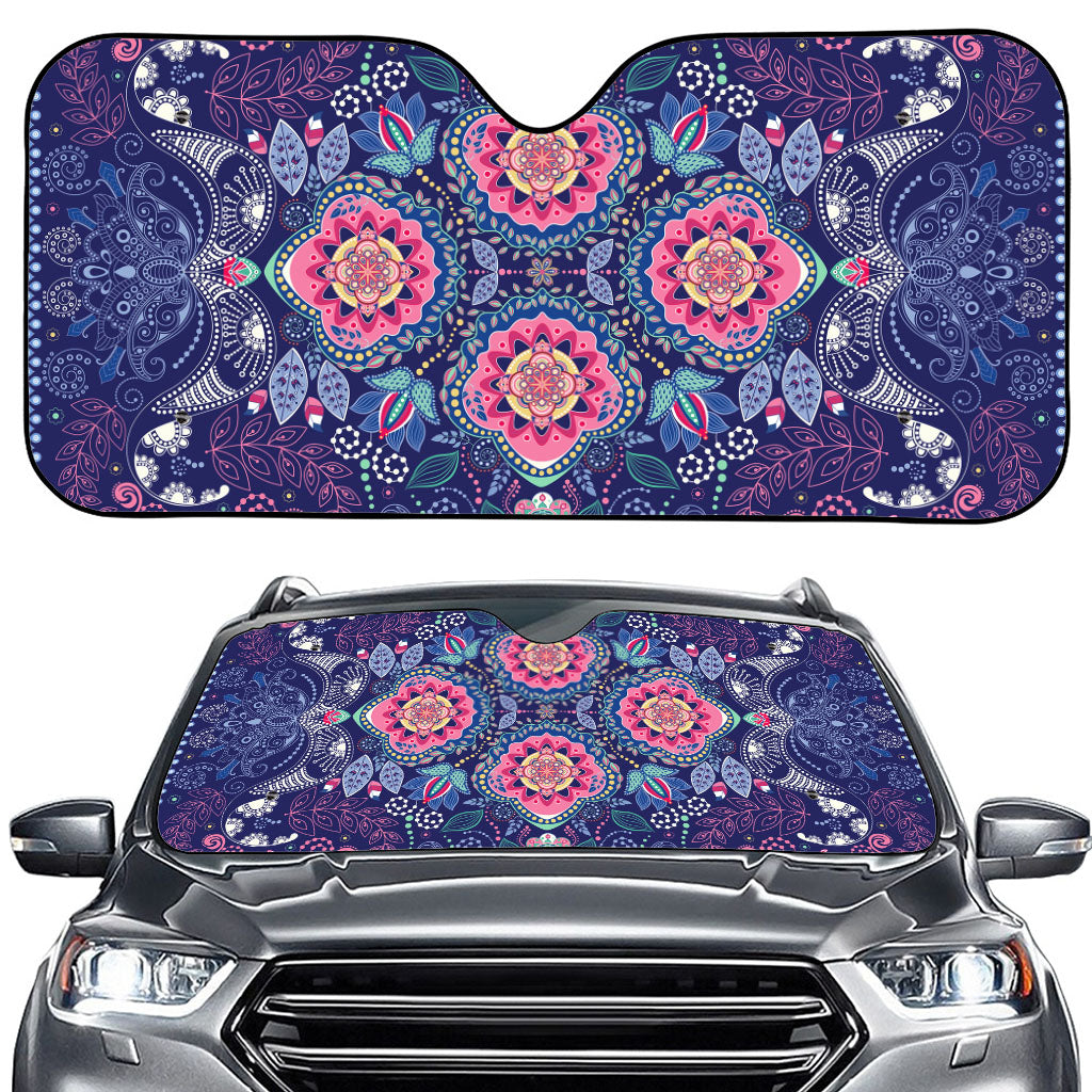 Ornamental Paisley Mandala Print Car Windshield Sun Shade