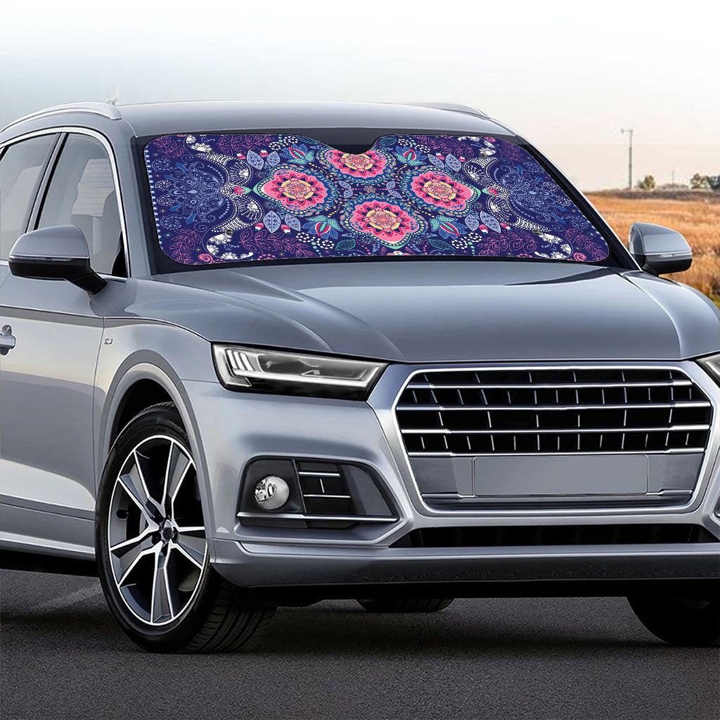 Ornamental Paisley Mandala Print Car Windshield Sun Shade