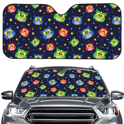Owl And Star Pattern Print Car Windshield Sun Shade