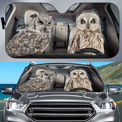 Owl Car All Over Printed 3D Sun Shade