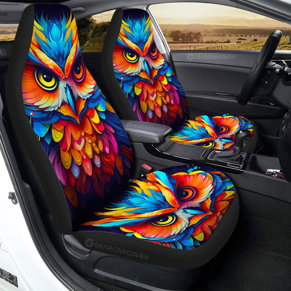 Owl Colorful Car Seat Covers Custom Car Accessories