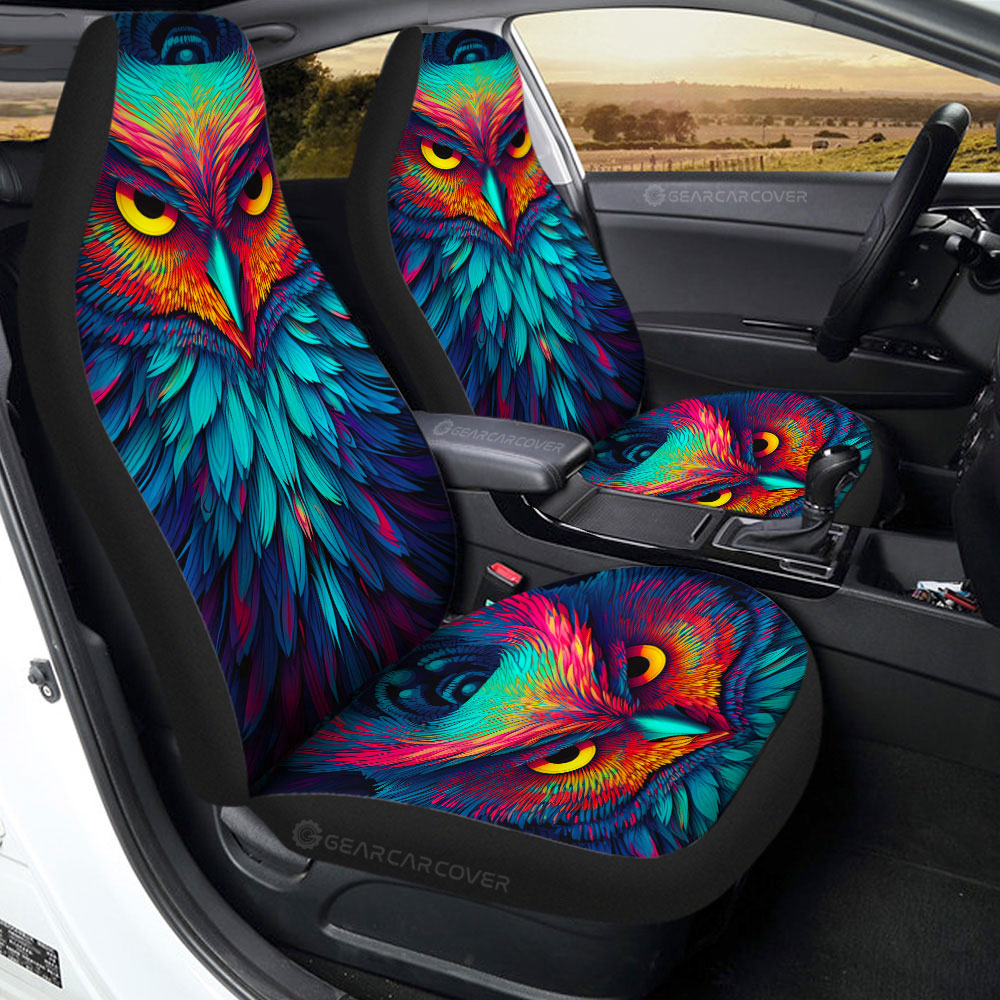 Owl Colorful Car Seat Covers Custom Car Accessories