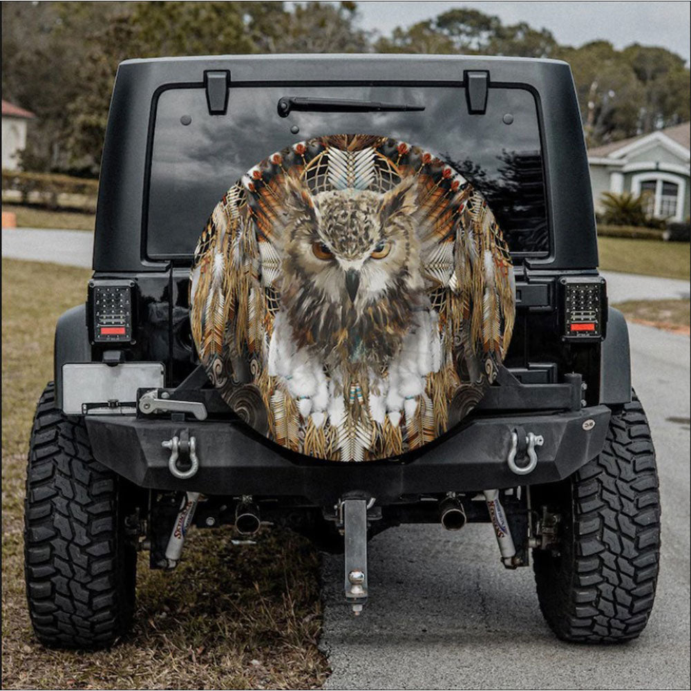 Owl Native Tribe Jeep Car Spare Tire Cover