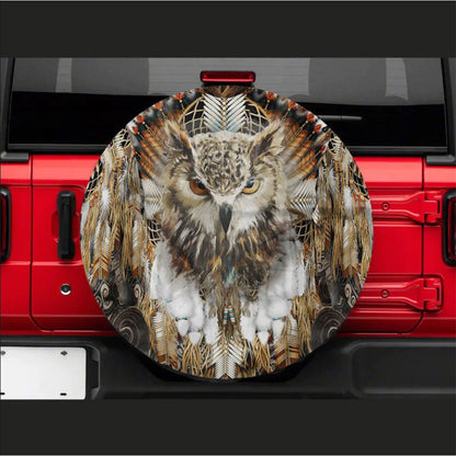 Owl Native Tribe Jeep Car Spare Tire Cover