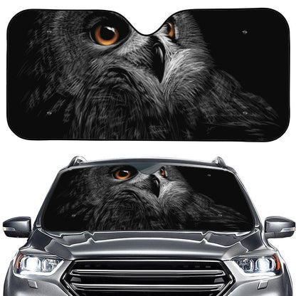 Owl Portrait Print Car Windshield Sun Shade
