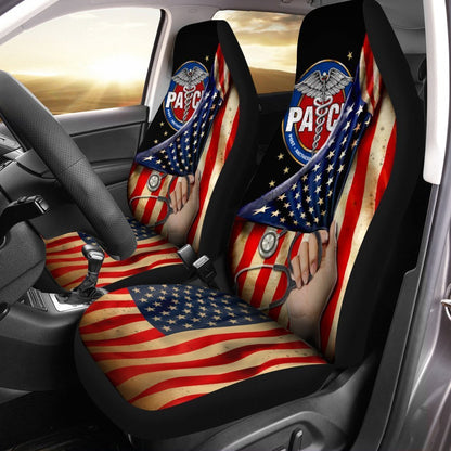 PACU Nurse Car Seat Covers Custom American Flag Car Accessories For PACU Nurse
