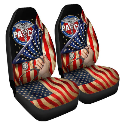 PACU Nurse Car Seat Covers Custom American Flag Car Accessories For PACU Nurse