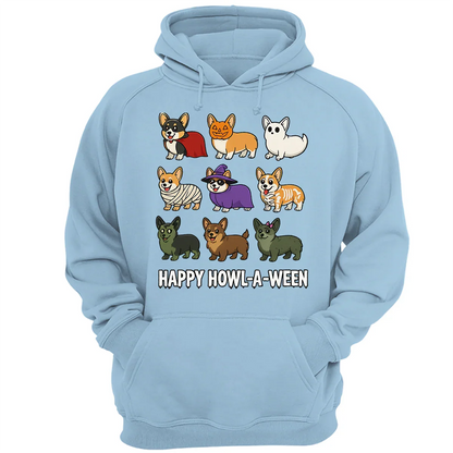 Corgi Halloween T-Shirt – Happy Howl-a-ween Graphic Gift for Dog Lovers