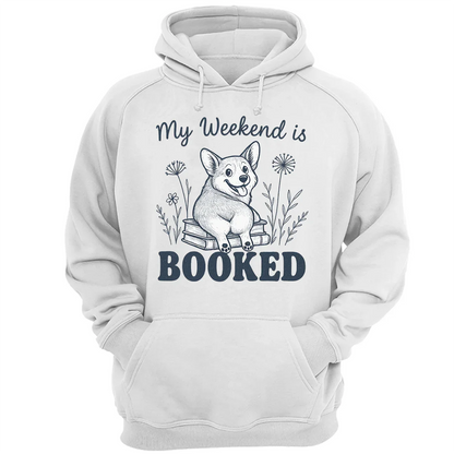 My Weekend is Booked Corgi T-Shirt – Funny Book Lover Dog Tee