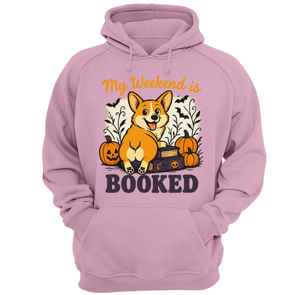 My Weekend is Booked Halloween Corgi T-Shirt – Funny Dog Lover Tee