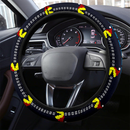 Pacman Funny Christmas Premium Custom Car Steering Wheel Cover
