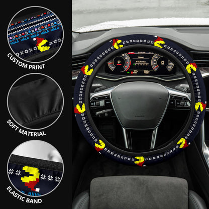 Pacman Funny Christmas Premium Custom Car Steering Wheel Cover