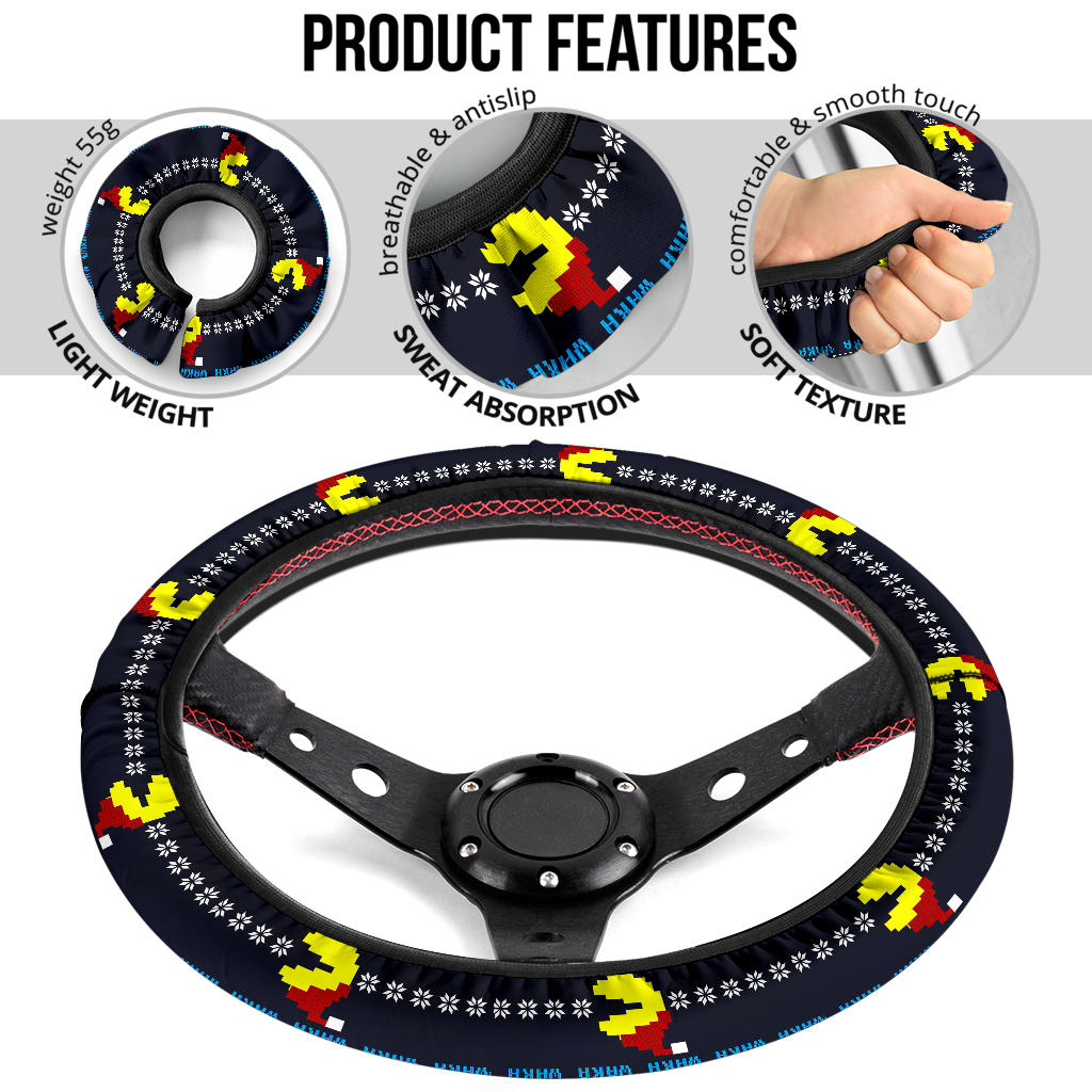 Pacman Funny Christmas Premium Custom Car Steering Wheel Cover
