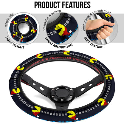 Pacman Funny Christmas Premium Custom Car Steering Wheel Cover