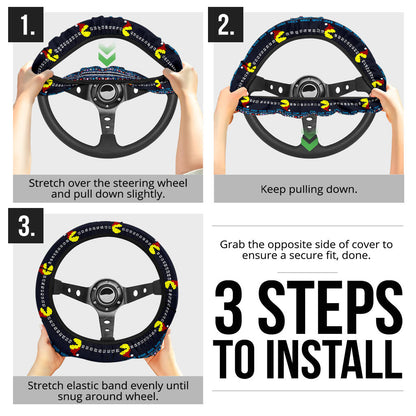 Pacman Funny Christmas Premium Custom Car Steering Wheel Cover