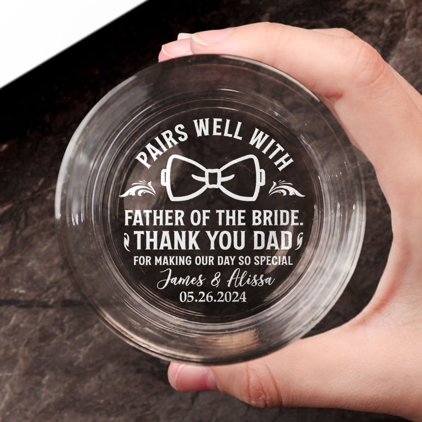 Pairs Well With Father Of The Bride Groom - Personalized Engraved Whiskey Glass