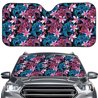 Paisley And Floral Pattern Print Car Windshield Sun Shade