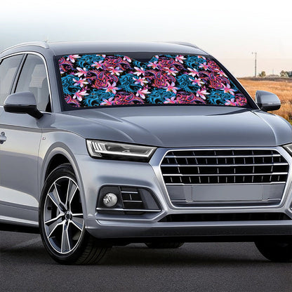 Paisley And Floral Pattern Print Car Windshield Sun Shade