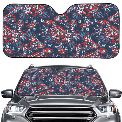 Paisley Floral Bohemian Pattern Print Car Windshield Sun Shade
