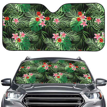 Palm Hawaiian Tropical Pattern Print Car Windshield Sun Shade