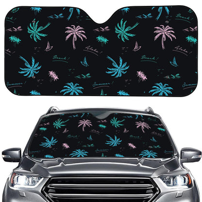 Palm Tree Summer Beach Pattern Print Car Windshield Sun Shade