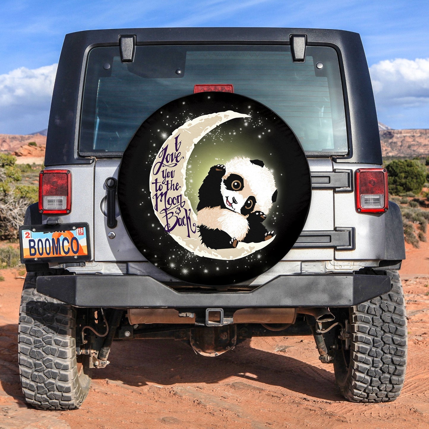 Panda Cute Moon And Back Spare Tire Cover