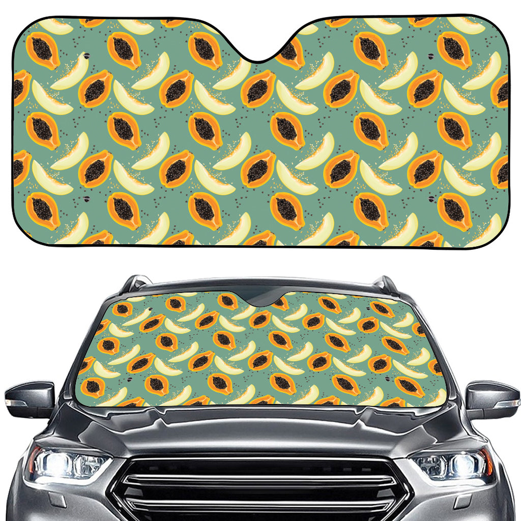 Papaya And Melon Pattern Print Car Windshield Sun Shade