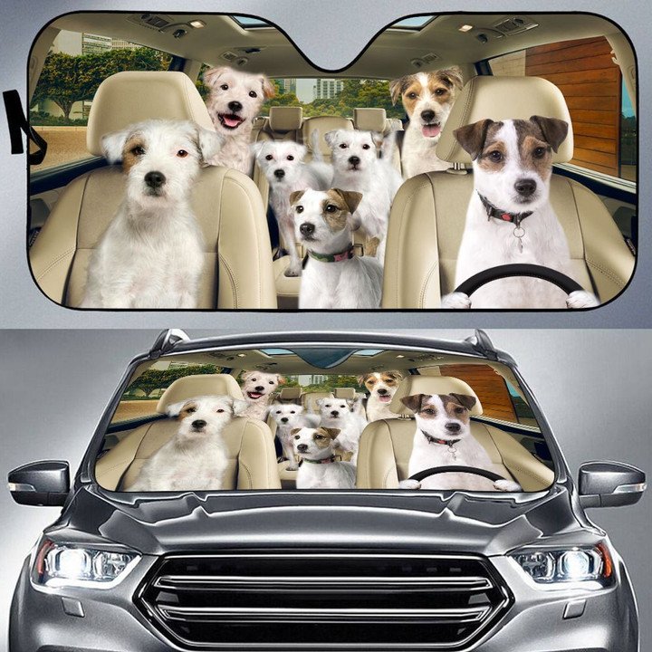 Parson Russell Car All Over Printed 3D Sun Shade