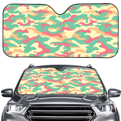 Pastel Camouflage Print Car Windshield Sun Shade
