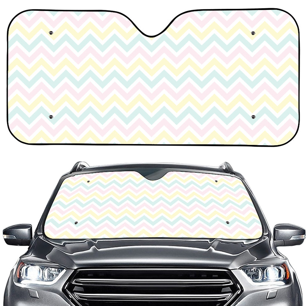 Pastel Chevron Pattern Print Car Windshield Sun Shade