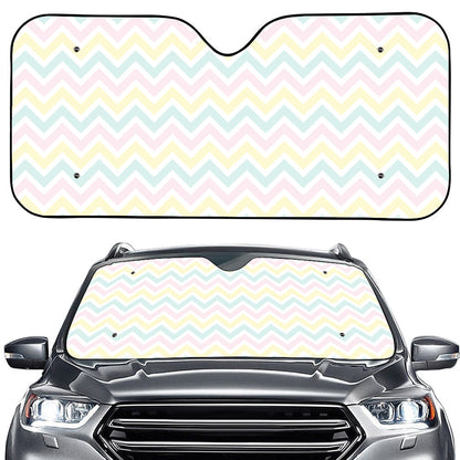 Pastel Chevron Pattern Print Car Windshield Sun Shade