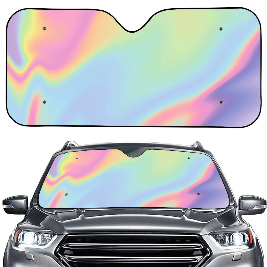 Pastel Holographic Print Car Windshield Sun Shade