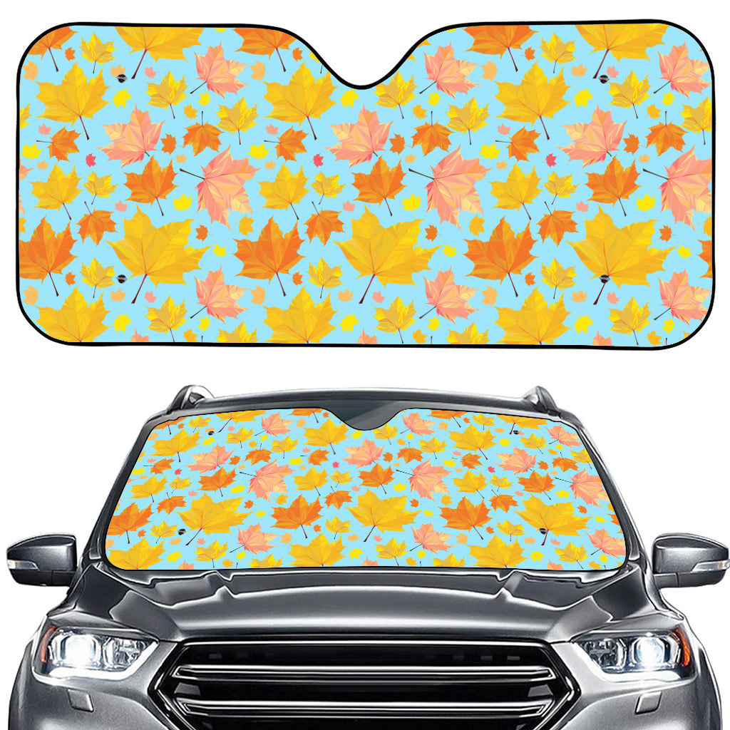 Pastel Maple Leaves Pattern Print Car Windshield Sun Shade