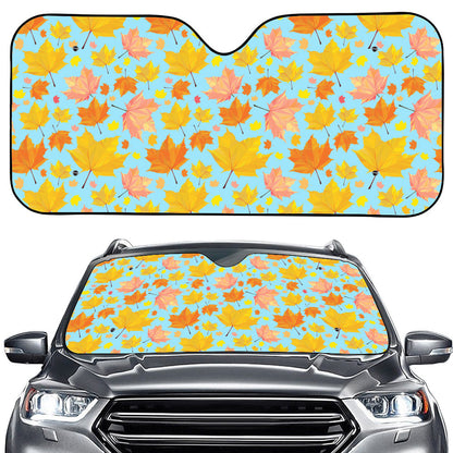 Pastel Maple Leaves Pattern Print Car Windshield Sun Shade