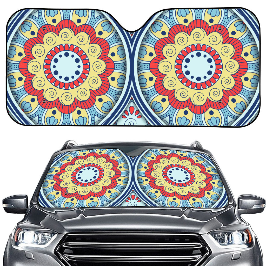 Pastel Ornament Mandala Print Car Windshield Sun Shade
