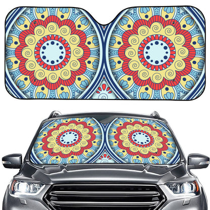 Pastel Ornament Mandala Print Car Windshield Sun Shade
